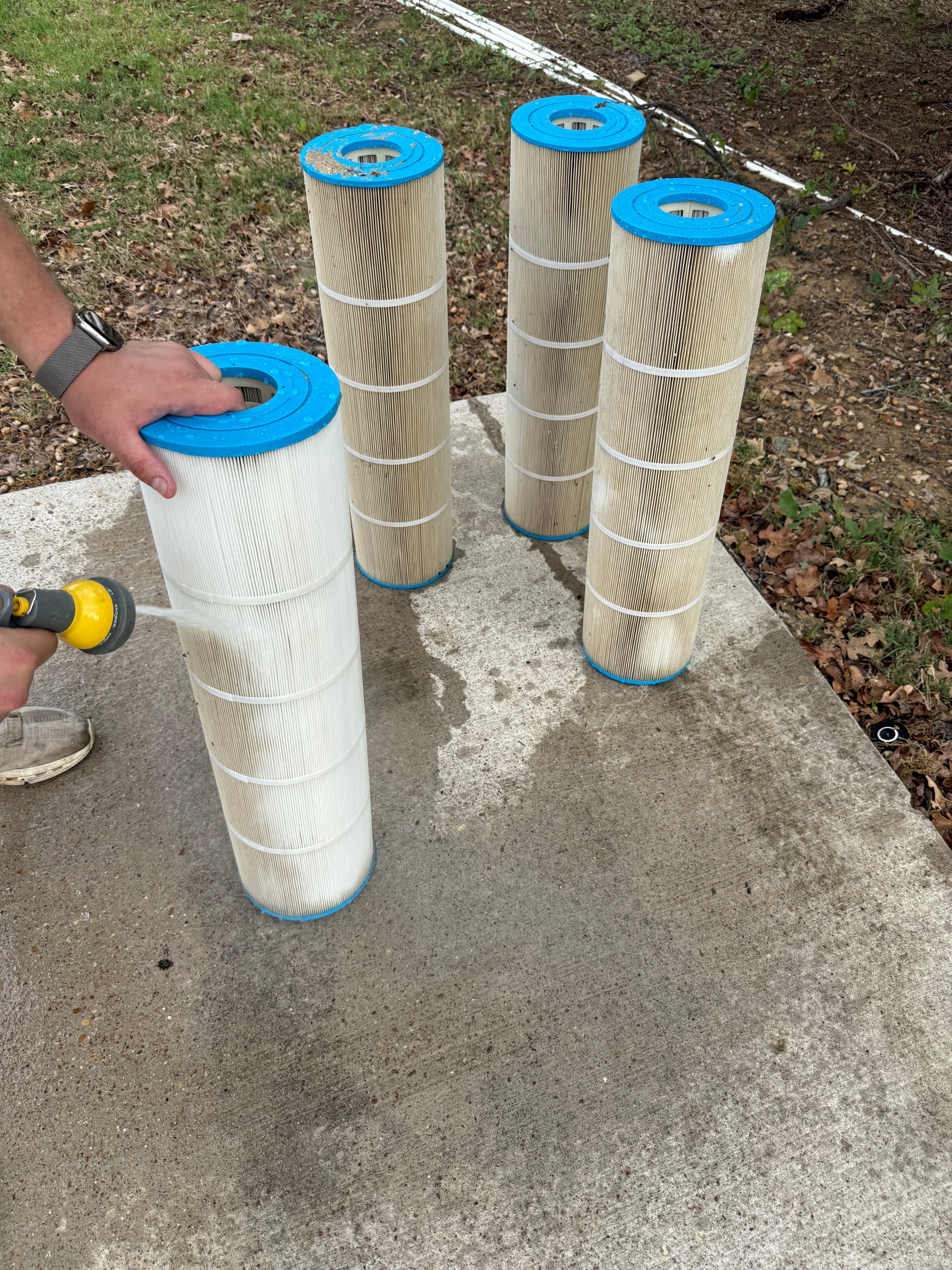 Clean pool filter cartridges